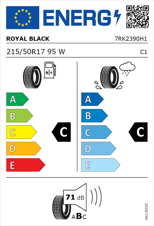 Tyre Label for Royal Black Explorer II 215/50R17 95W