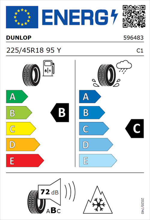 Tyre Label for Dunlop All Season 2 225/45R18 95Y